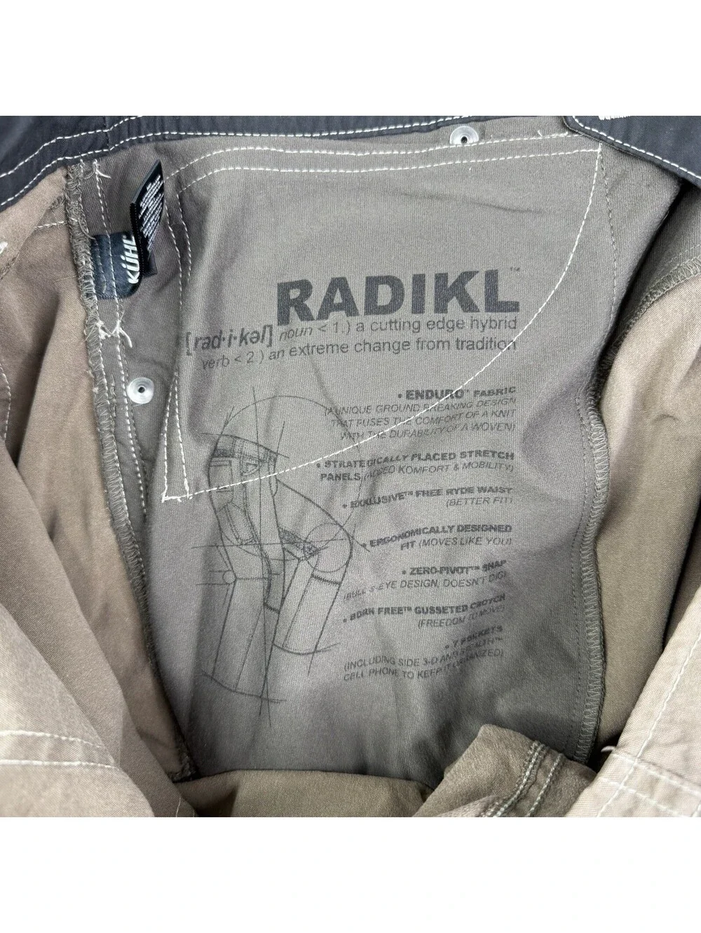 Kuhl Radikl Hiking Shorts Stretch Gorpcore 40x14 Mens Brown (Read Description!)
